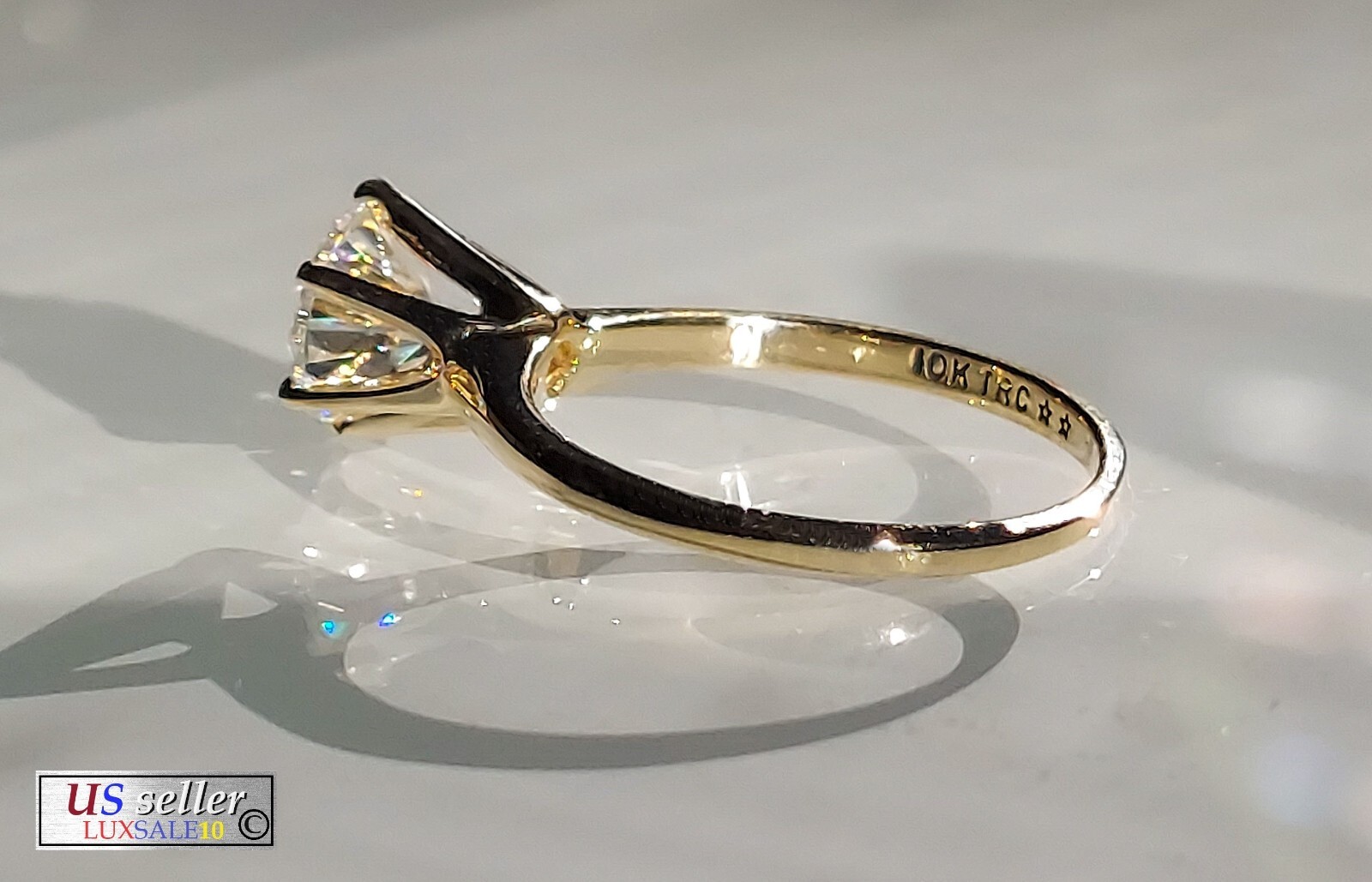 Engagement ring Size 5.75 10k gold ring, 1.26 carat certified. Solitaire ring