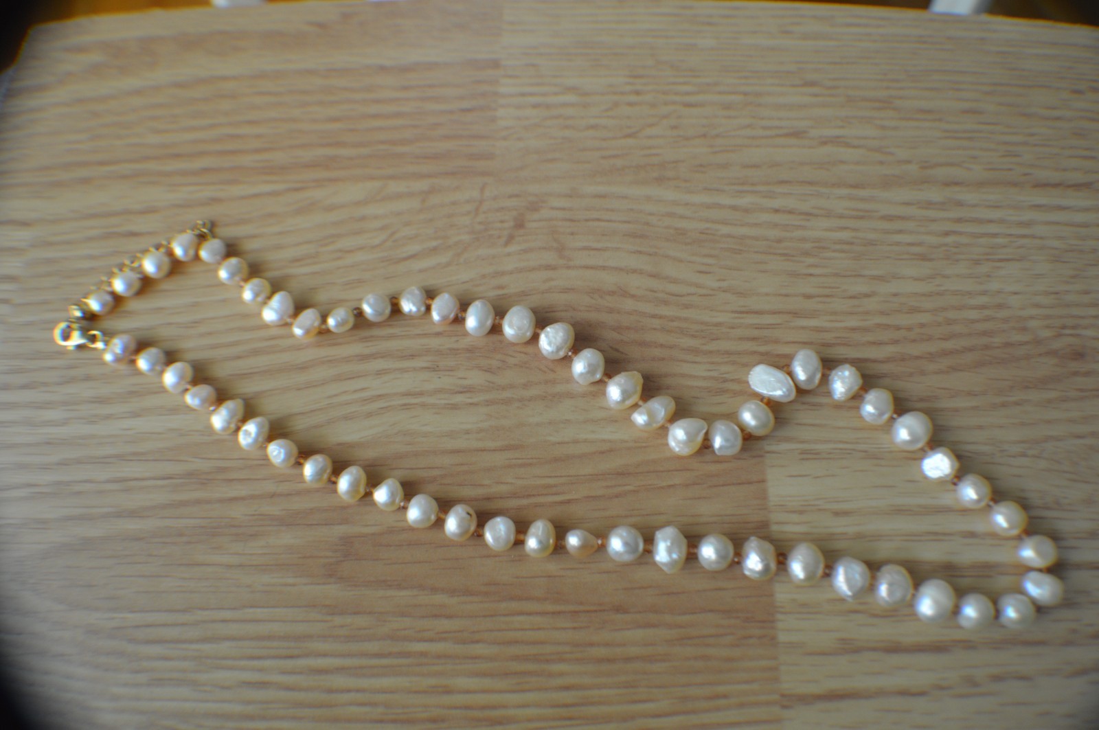 20.00ct Peach Freshwater Pearl 18″ Necklace 18k YG Plated over Fine Silver