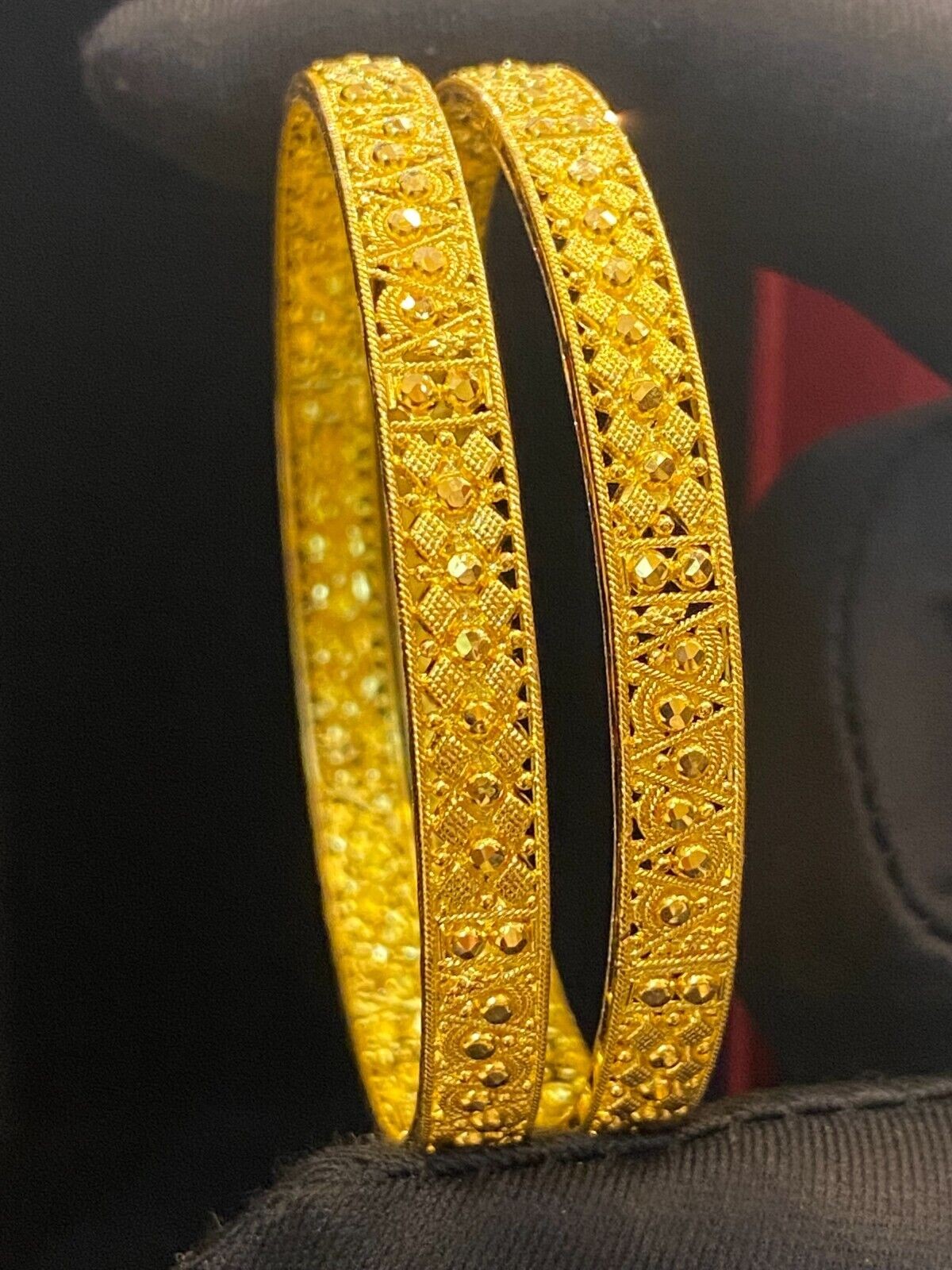 Classy Dubai Handmade 6.40MM Bangles Bracelet In 916 Solid 22K Yellow Gold