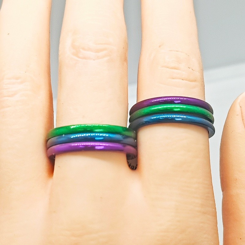 36Pcs 2mm Stainless Steel Stackable Rings Green Blue Purple Glossy Women Jewelry