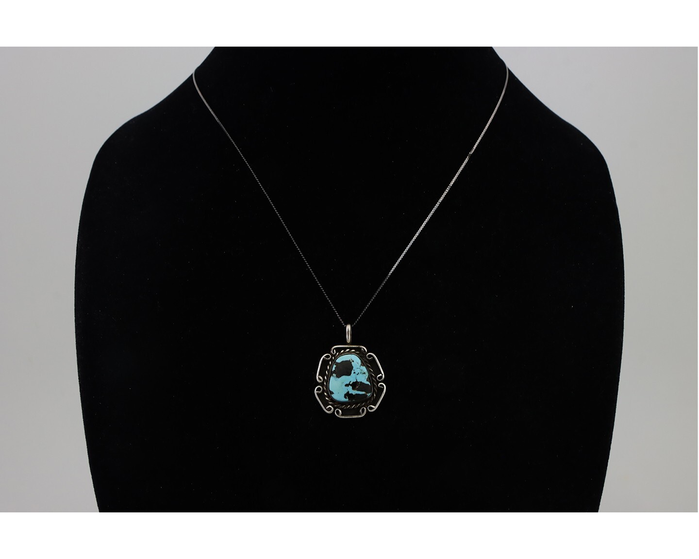 Navajo Necklace 925 Silver Dry Creek Turquoise Native American Artist C.90’s