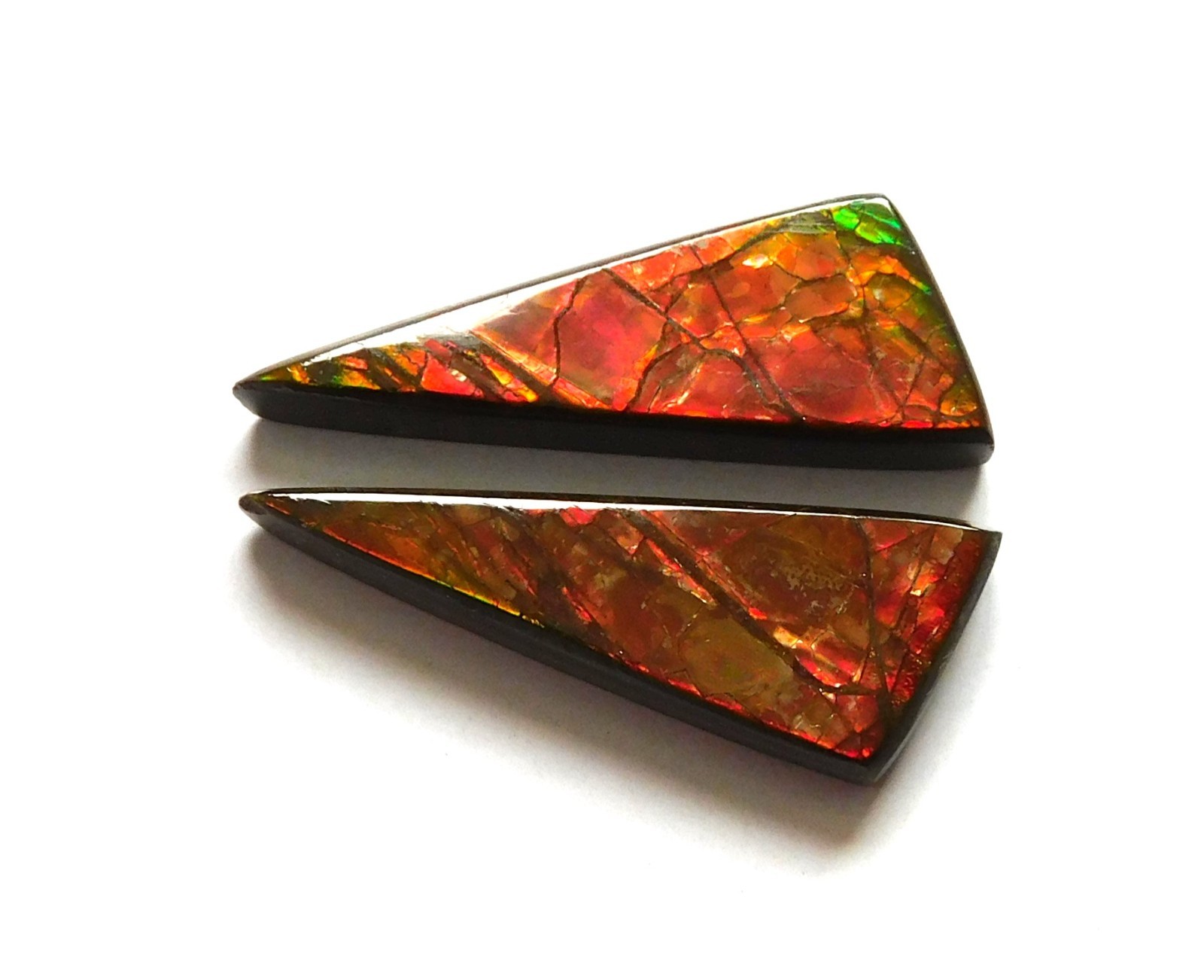 22.20 Cts Natural Ammolite (28.7mmx10.2mm each) Loose Cabochon Match Pair CD14