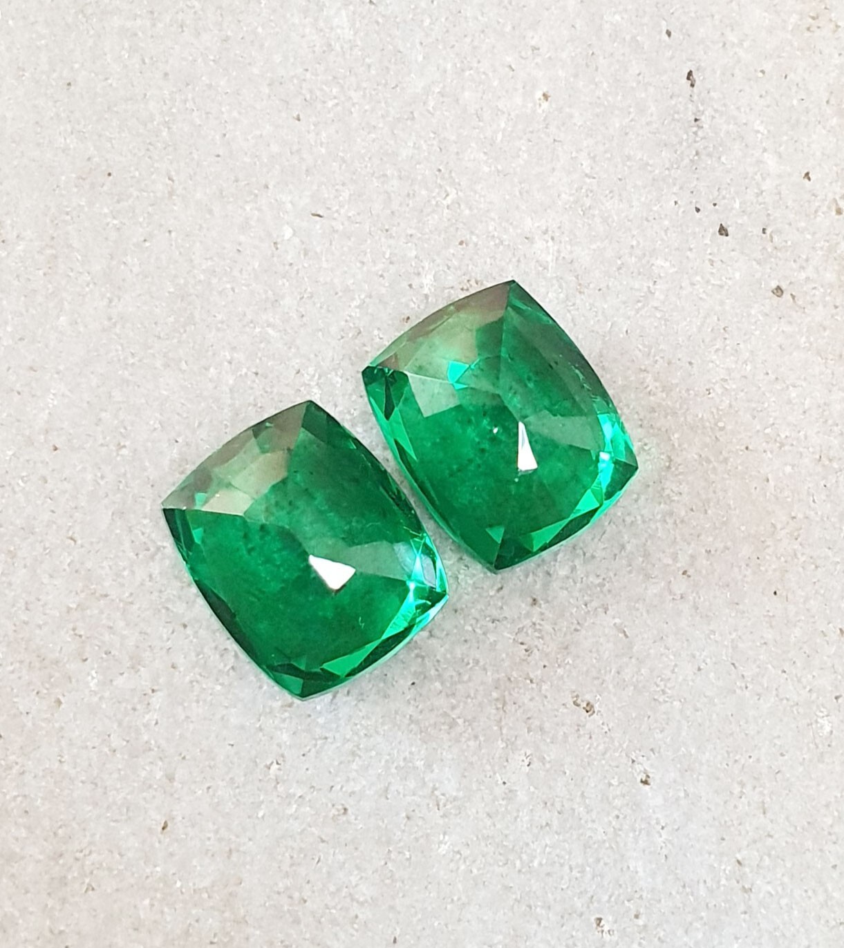 19.56 Ct Lovely Green Zambian Emerald Matching Pair Cushion Cut AAA Loose Gems