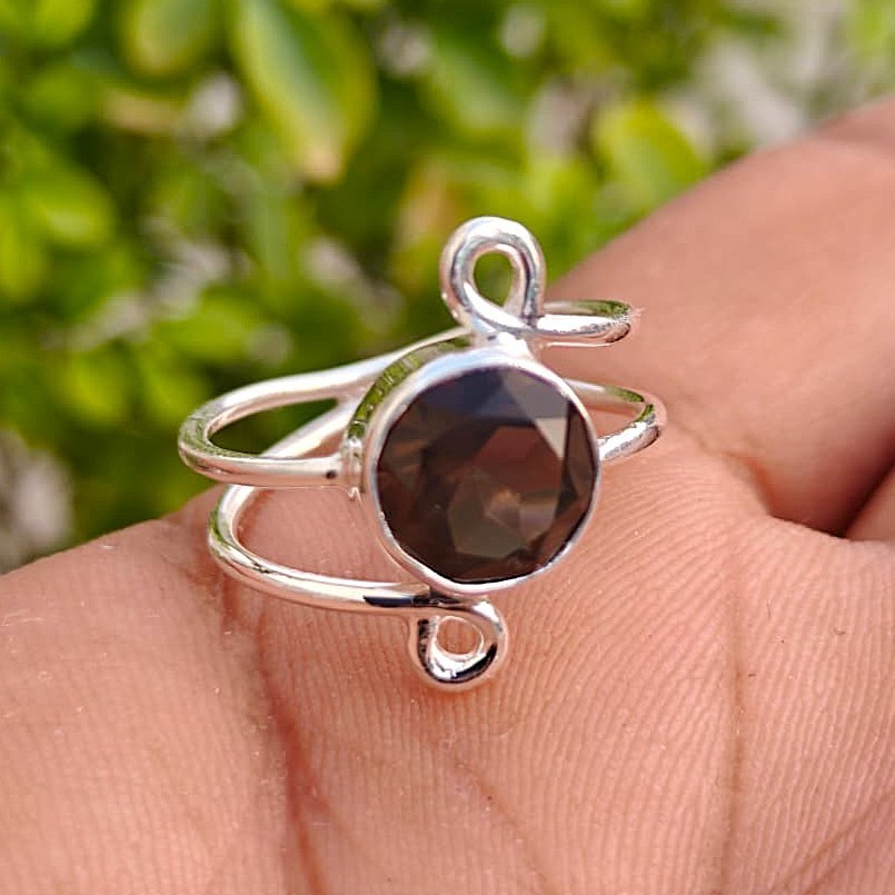 Natural Smoky Topaz Ring, Handmade Designer 925 Sterling Silver, Gift for All