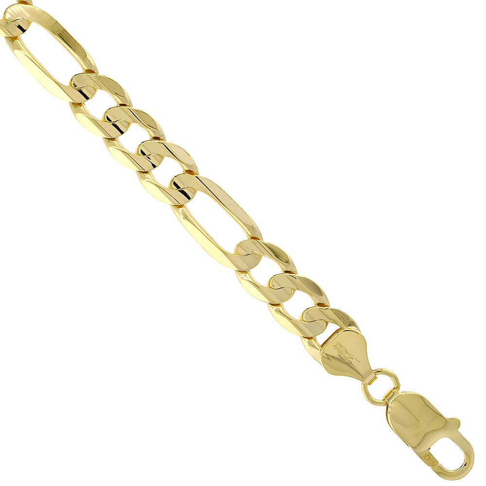 10k Solid Yellow Gold Figaro Chain Necklace 2.23mm-10.25mm Sz 16-30 Inches