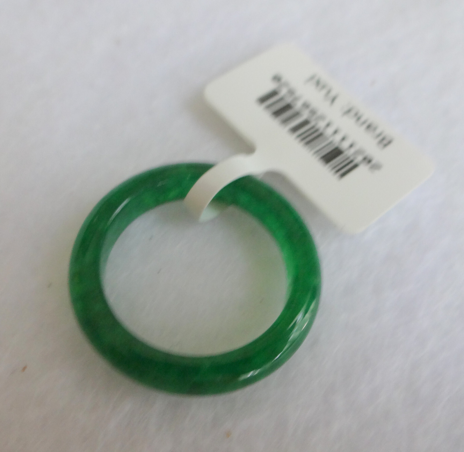 Chinese Natural Grade A Translusent Apple Green Jade Nephrite Ring Size 7.5