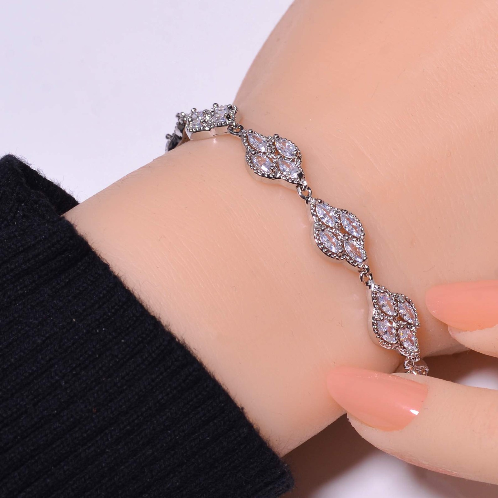 White Topaz 925 Sterling Silver Tennis Bracelet 8.99″ B43, Christmas Gift