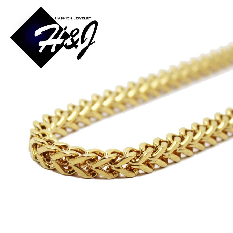 MEN Stainless Steel 6mm Gold Plated Franco Box Cuban Chain Necklace*24″30″36″