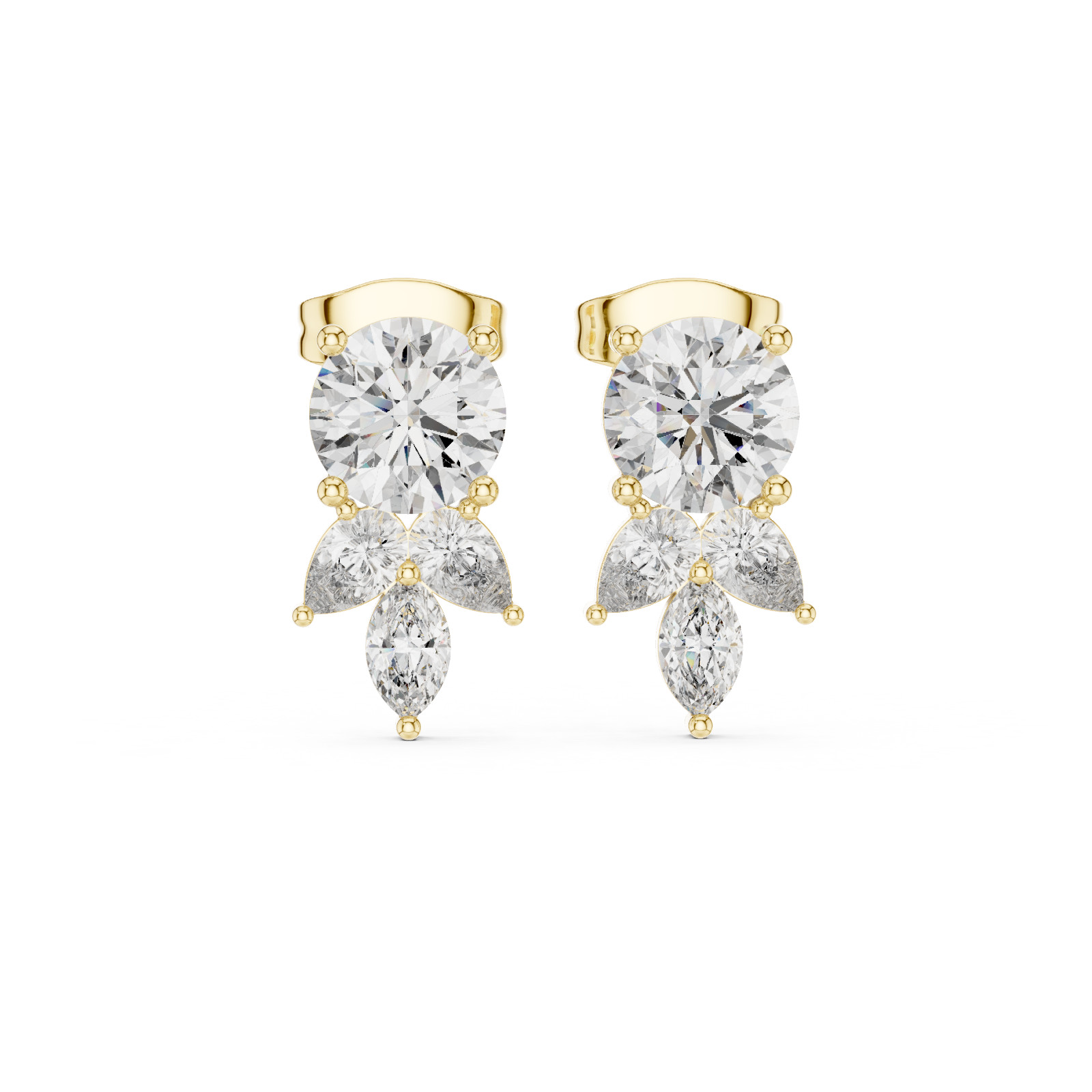 TCW 2.5 Ct Natural Diamond Round Elegance Precision Studs Earrings 14k Gold Over