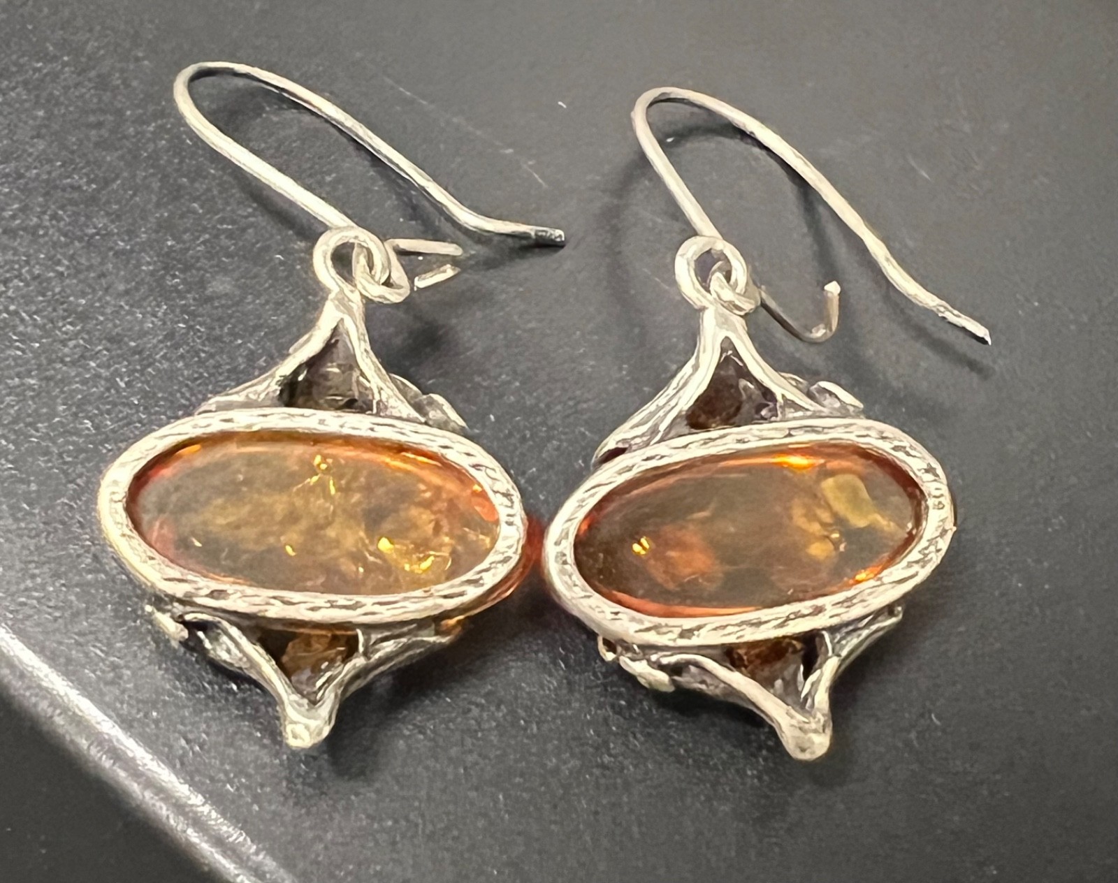 BALTIC AMBER Jewelry Earrings with Sterling Silver 925 COGNAC Amber Earrings