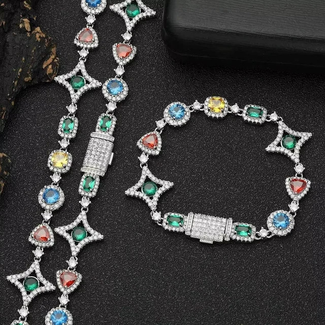 15Ct Multi Cut Lab Created Multicolor Tennis Bracelet 14K White Gold Plated