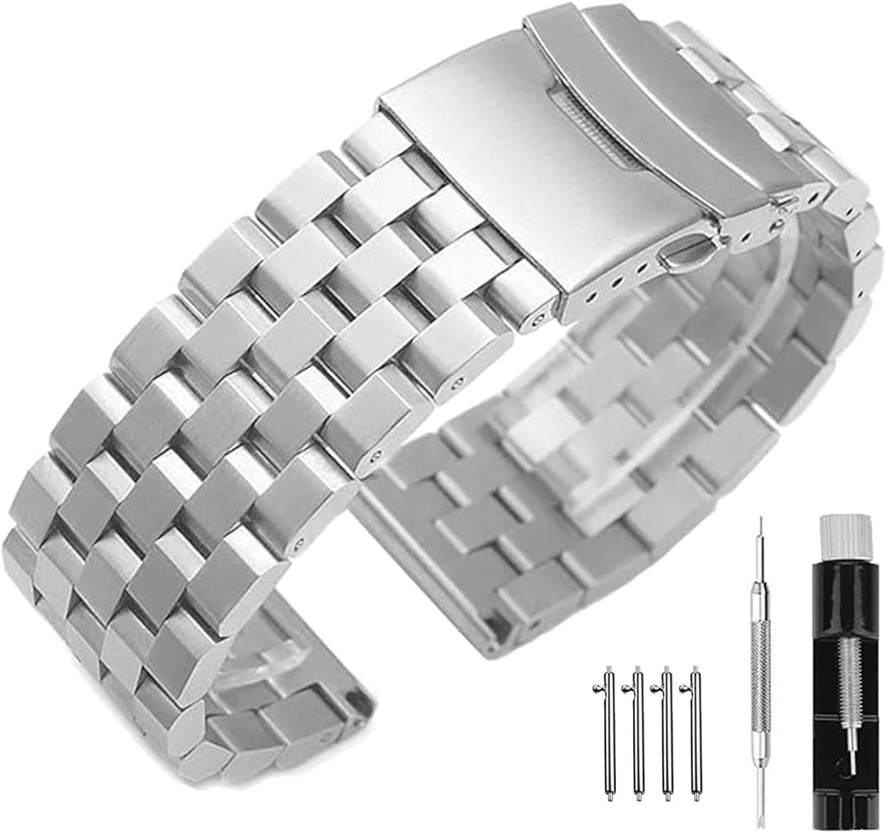 Brushed Metal Watch Bands for Men Women Solid Stainless Steel Watch Band 18/2…