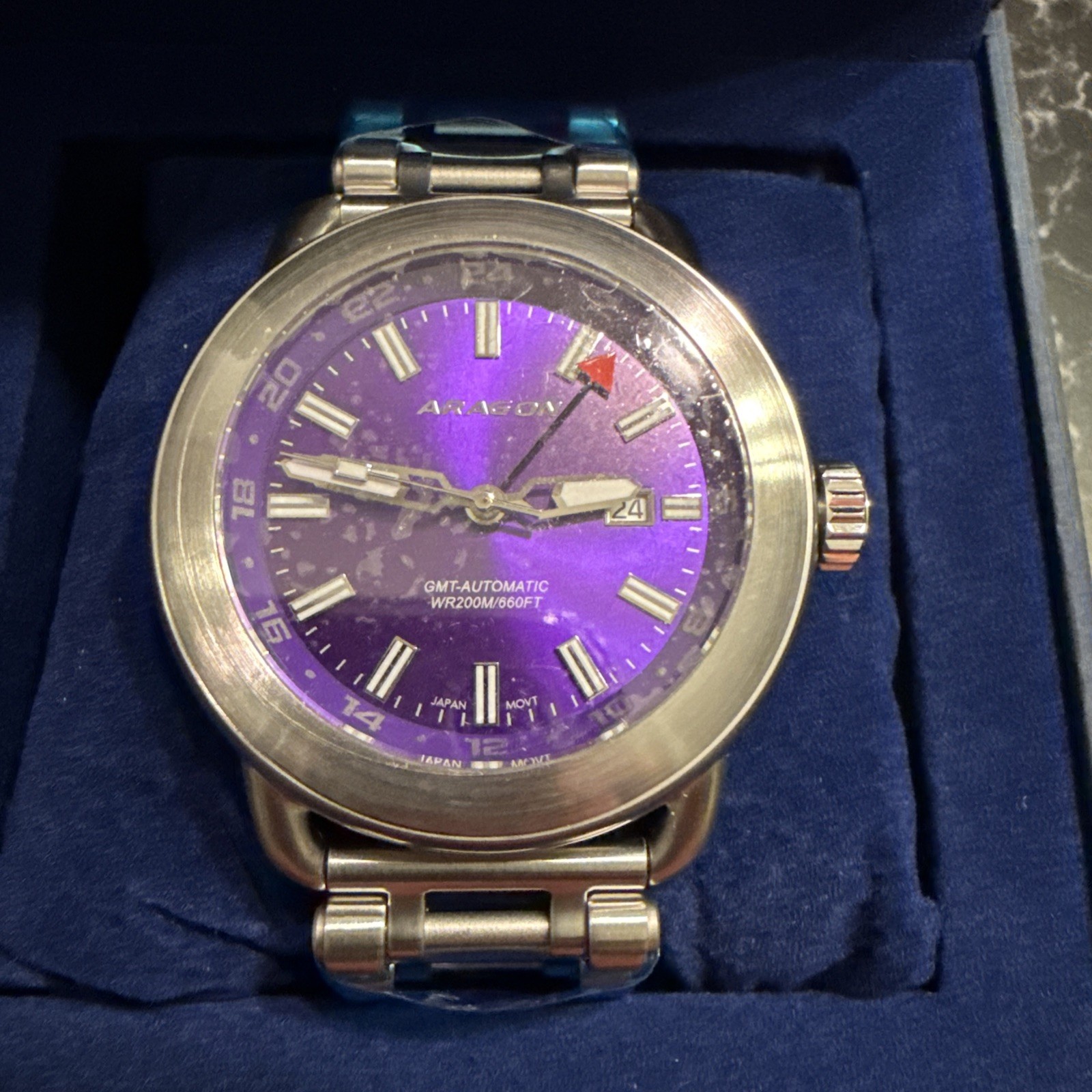 Aragon A546PUR Millipede EVO GMT 50mm Brand New In Box with protective wrapping