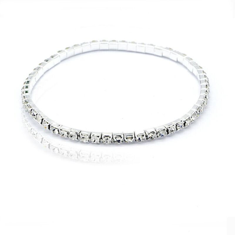 Woman Bling Bling Starry CZ Multiple Layers Bracelet Bangle Wristband Elastic