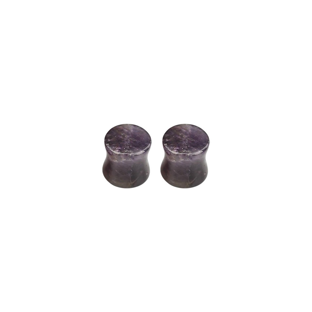 Amethyst Stone Double Flare Concave Tunnels Ear Gauges Plugs Expanders Piercing