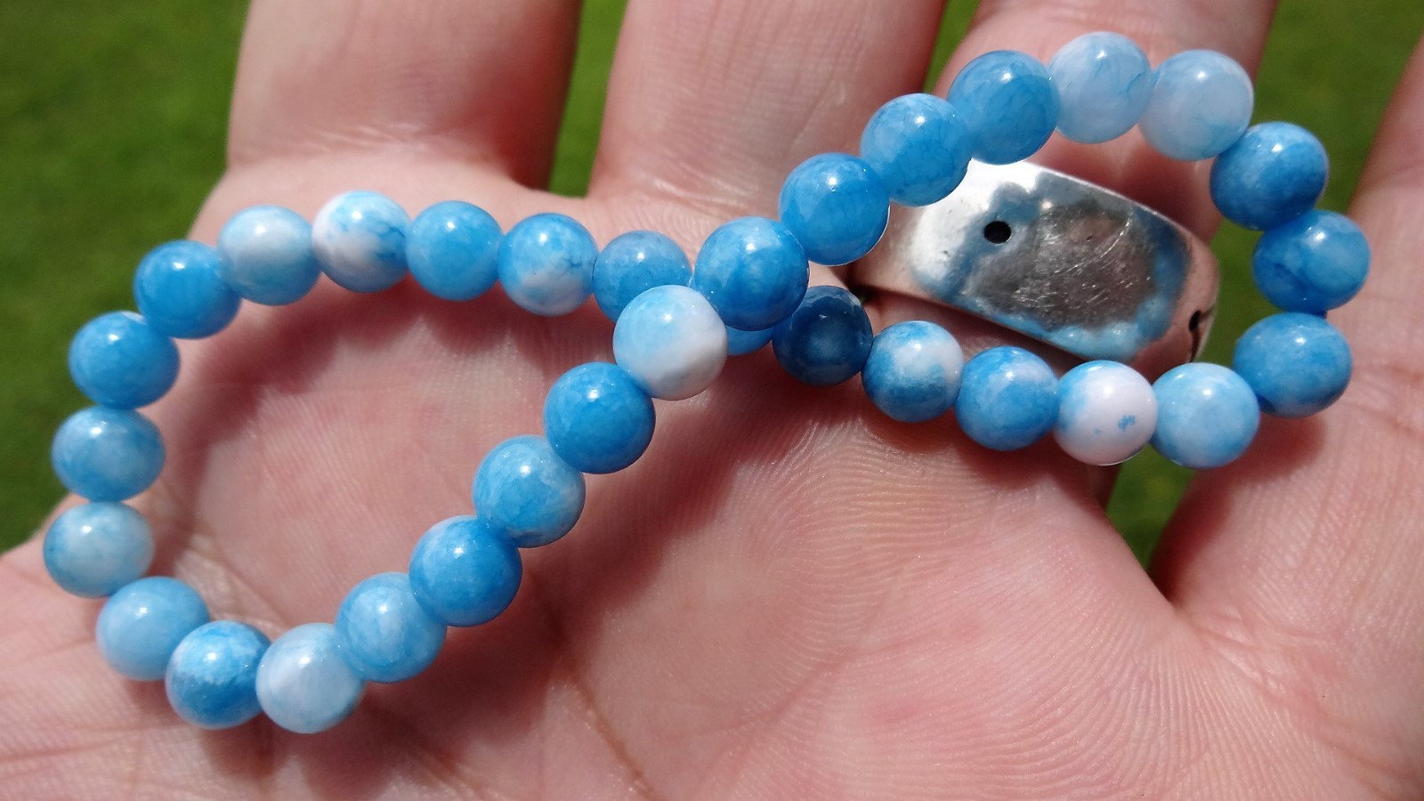 Blue Dominican LARIMAR Bead Bracelet Men Women Stretch 6mm 7, 7.5, 8, or 8.5 in