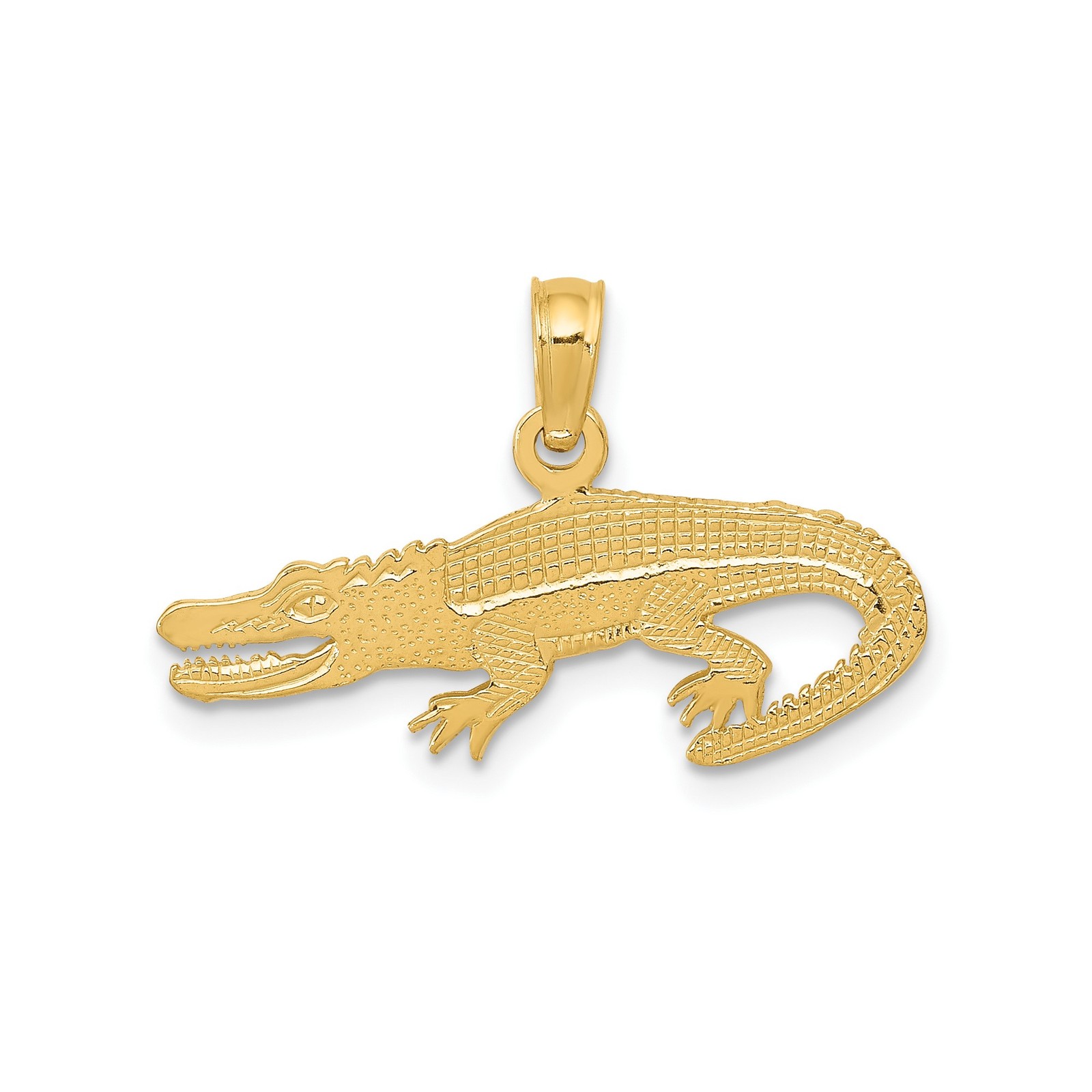 10k Yellow Gold Solid Alligator Pendant Crocodile Wildlife Charm 22.5mm