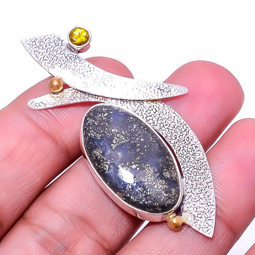 Marcasite – Callahan Mine 925 Sterling Silver Pendant 2.15″ P_9389_156_50