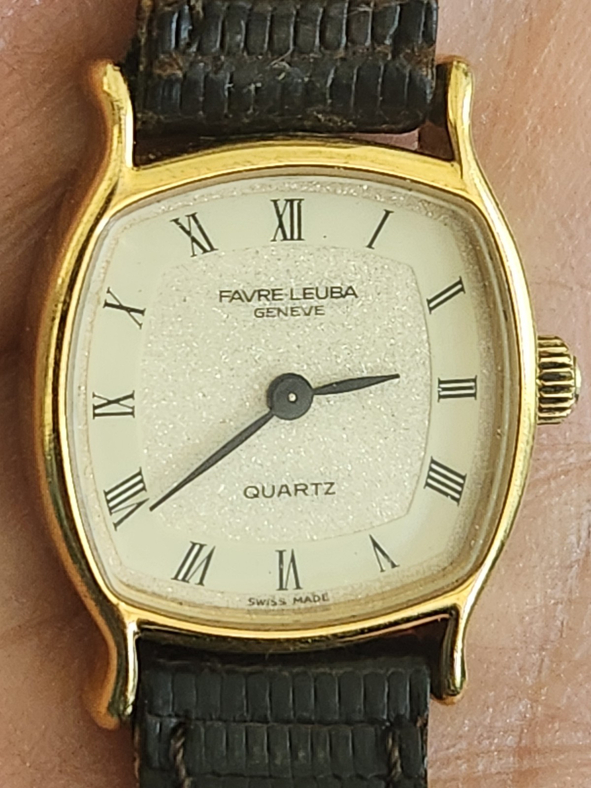 Estate FAVRE-LEUBA Geneva quartz watch distinctive tonneau-shaped Swiss Made