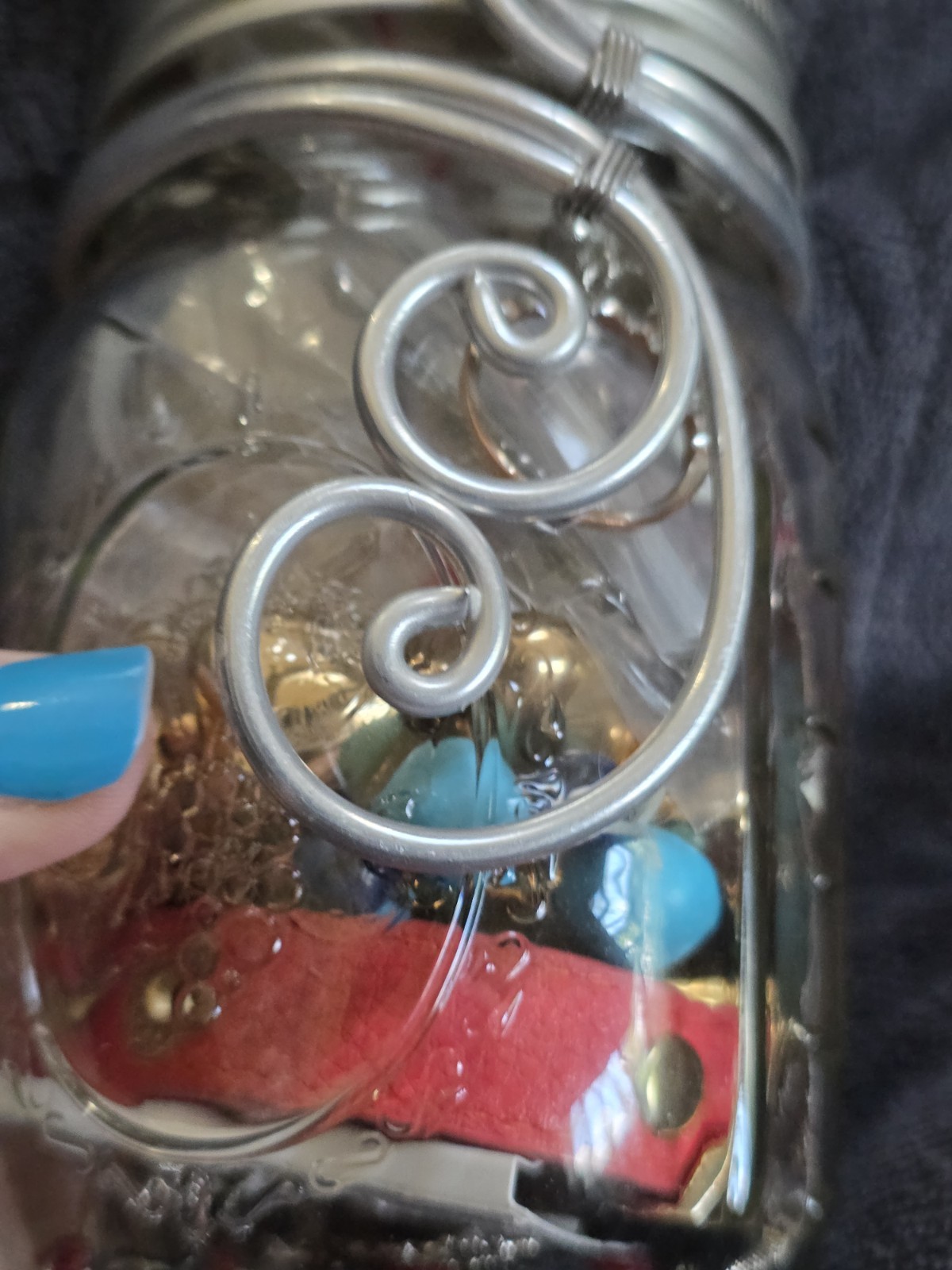 Mixed Fashion Jewelry Lot in Glass Jar Multicolor Rings Bracelets
