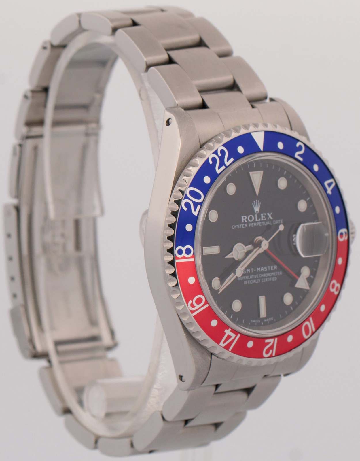 1999 Rolex GMT-Master PEPSI Blue Red Stainless Steel Black 40mm Watch 16700