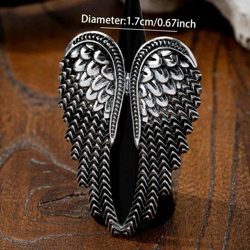 925 Sterling Silver Angel Wings Wedding Engagement Open Ring One Size Fit All