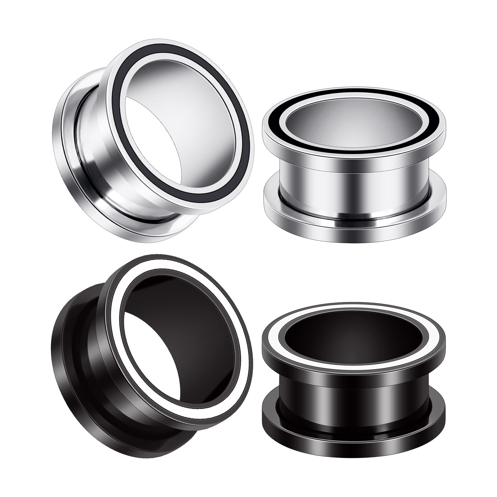 Pair Stainless Steel Screw Ear Gauges Ear Expander Plug Hollow Flesh Tunnel Plug