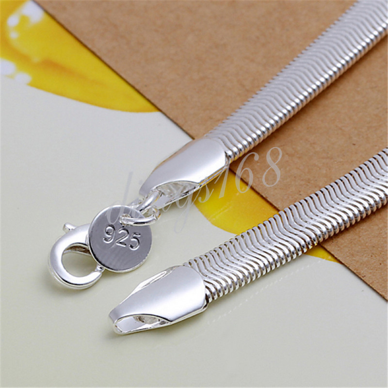 925 Sterling Silver Tarnish-Free 8″ 6mm Wide Italian Snake Chain Bracelet H964