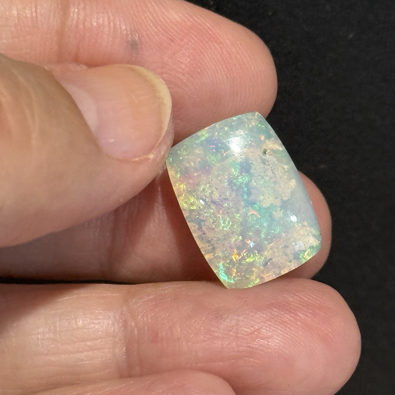 6.5ct 17.2×12.6×5.4mm Stardust Galaxy Ethiopian Welo Opal Cushion Cabochon Gem