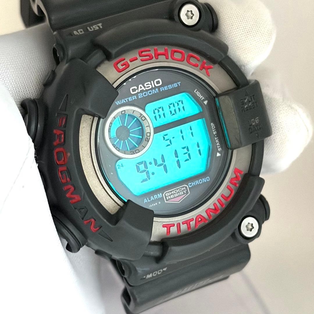 CASIO G-SHOCK DW-8200-1A FROGMAN Black Gray Titanium Watch Used Japan