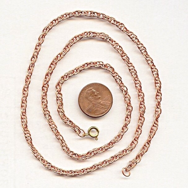 36 PIECES VINTAGE COPPER COATED STEEL 3mm. ROPE CHAIN 24″ NECKLACES T51