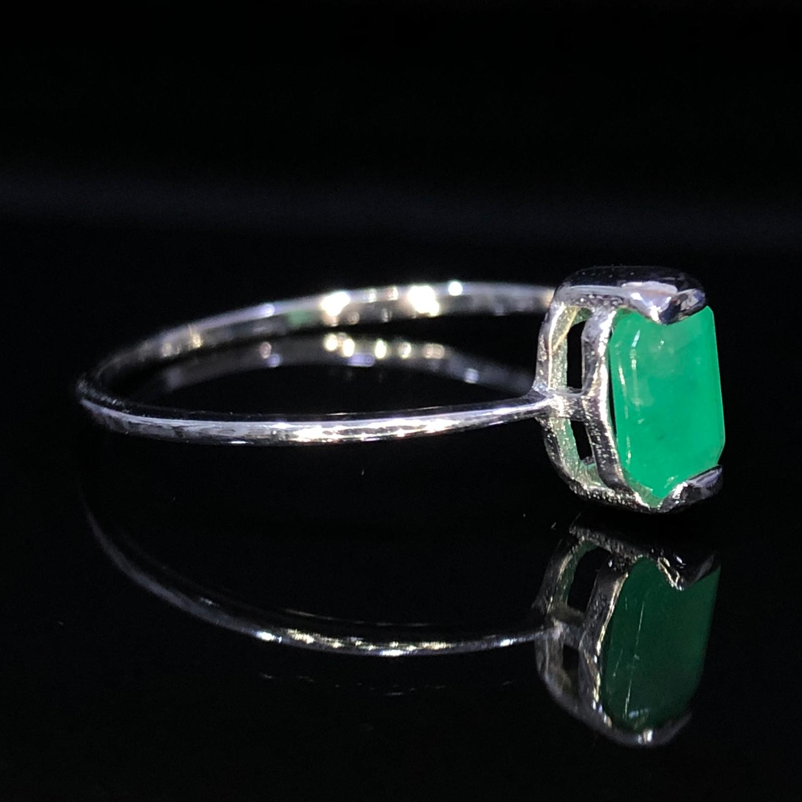 925 Sterling Silver Natural Emerald Ring Octagon Top Rich Green Size 8