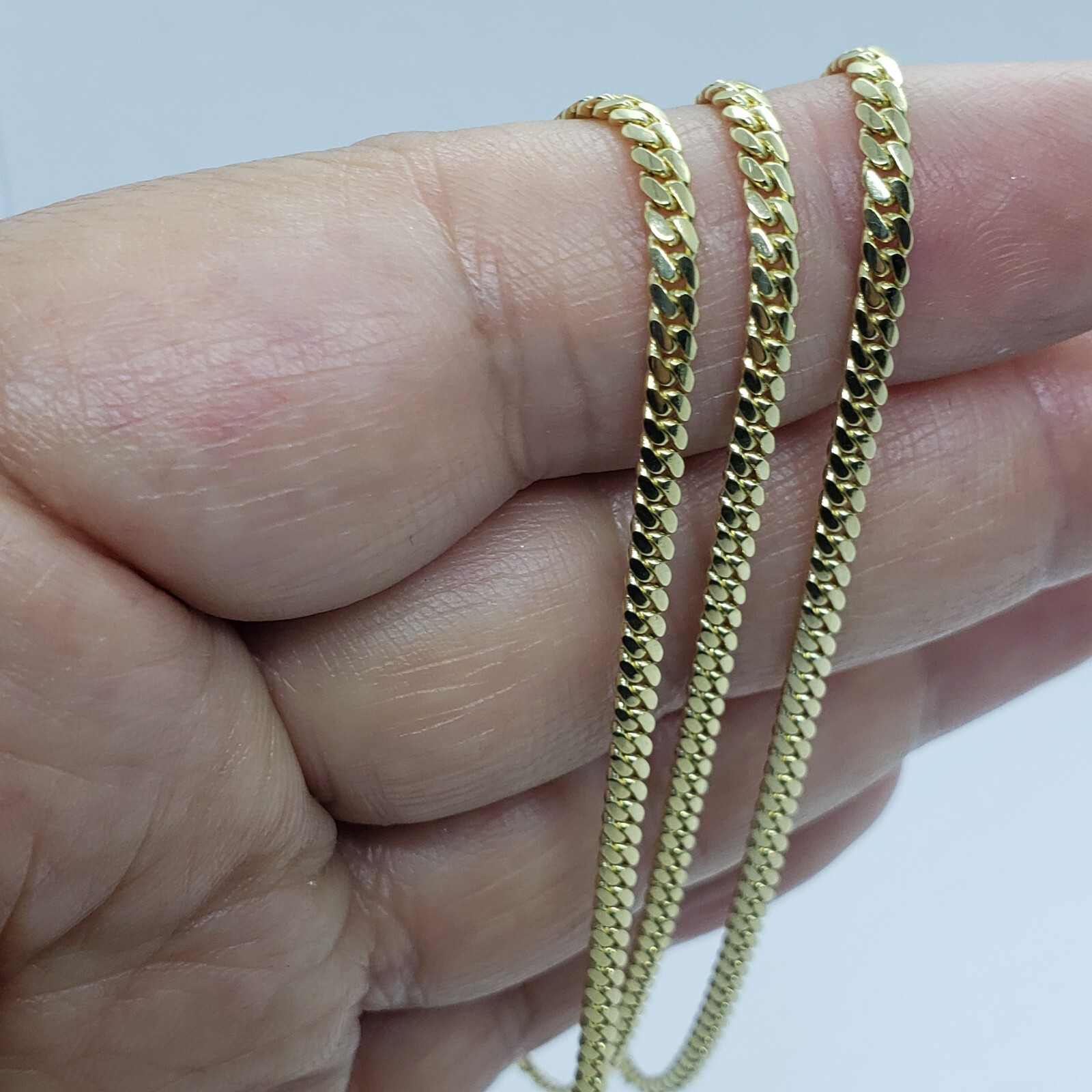 10K Solid Yellow Gold Miami Cuban Link Chain Necklace Width 2.5mm Size 18″~30″