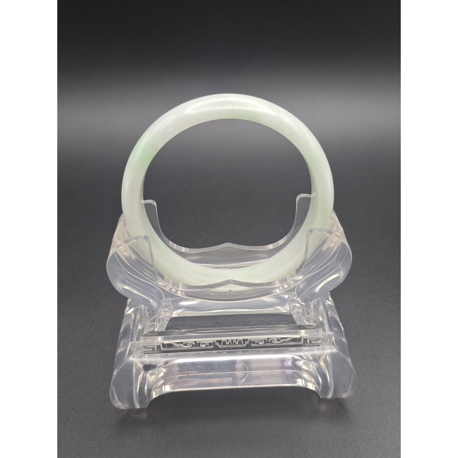 GIA Certified Type A Jadeite Jade Bangle Bracelet, Mottled Grayish Green, 46g