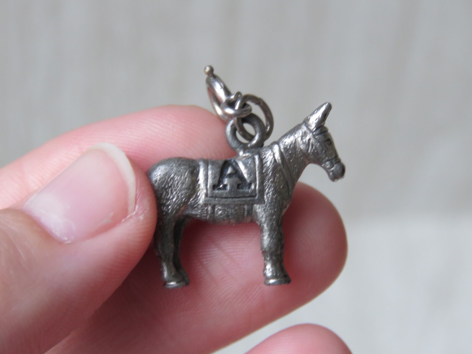 VTG Signed Kinney Sterling Silver Mule Donkey Animal A Bracelet Charm 0.75″