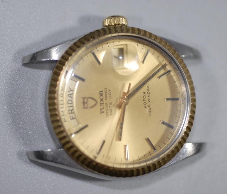 Rolex Tudor Oyster Prince Date-Day 18K Gold Bezel 94613 Daydate 36mm Watch Ex+!
