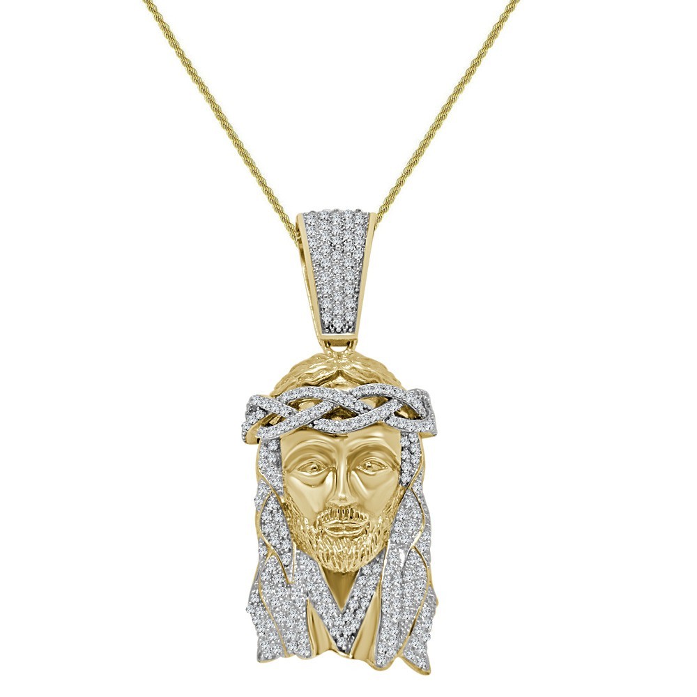 35+ Grams Sterling Silver VVS1/D 3.70 Cwt. Jesus Face Piece Charm Pendant 2.75″