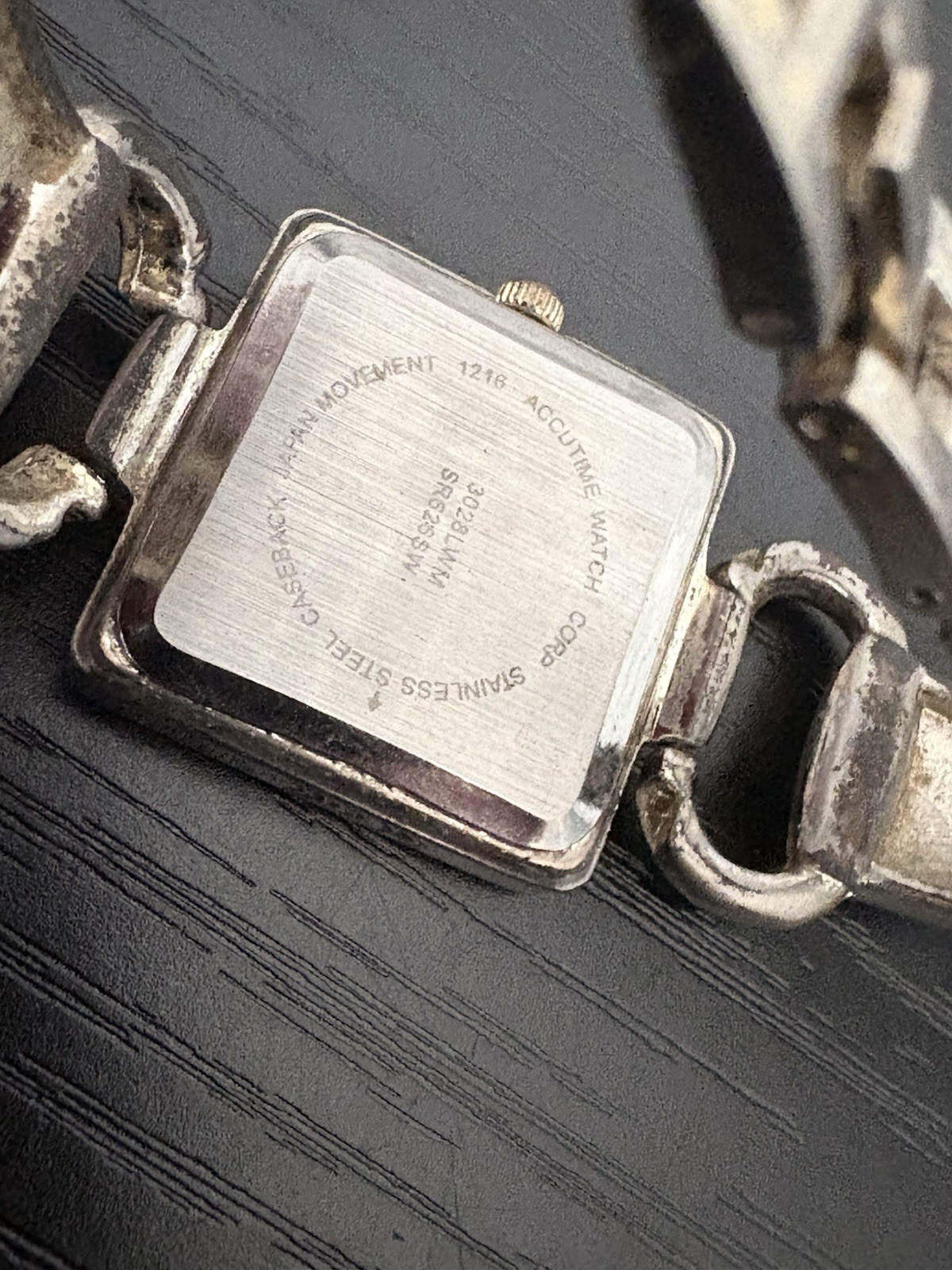 Vintage Accutime Women’s Square Bracelet Watch Quartz Silver Tone Japan Untested