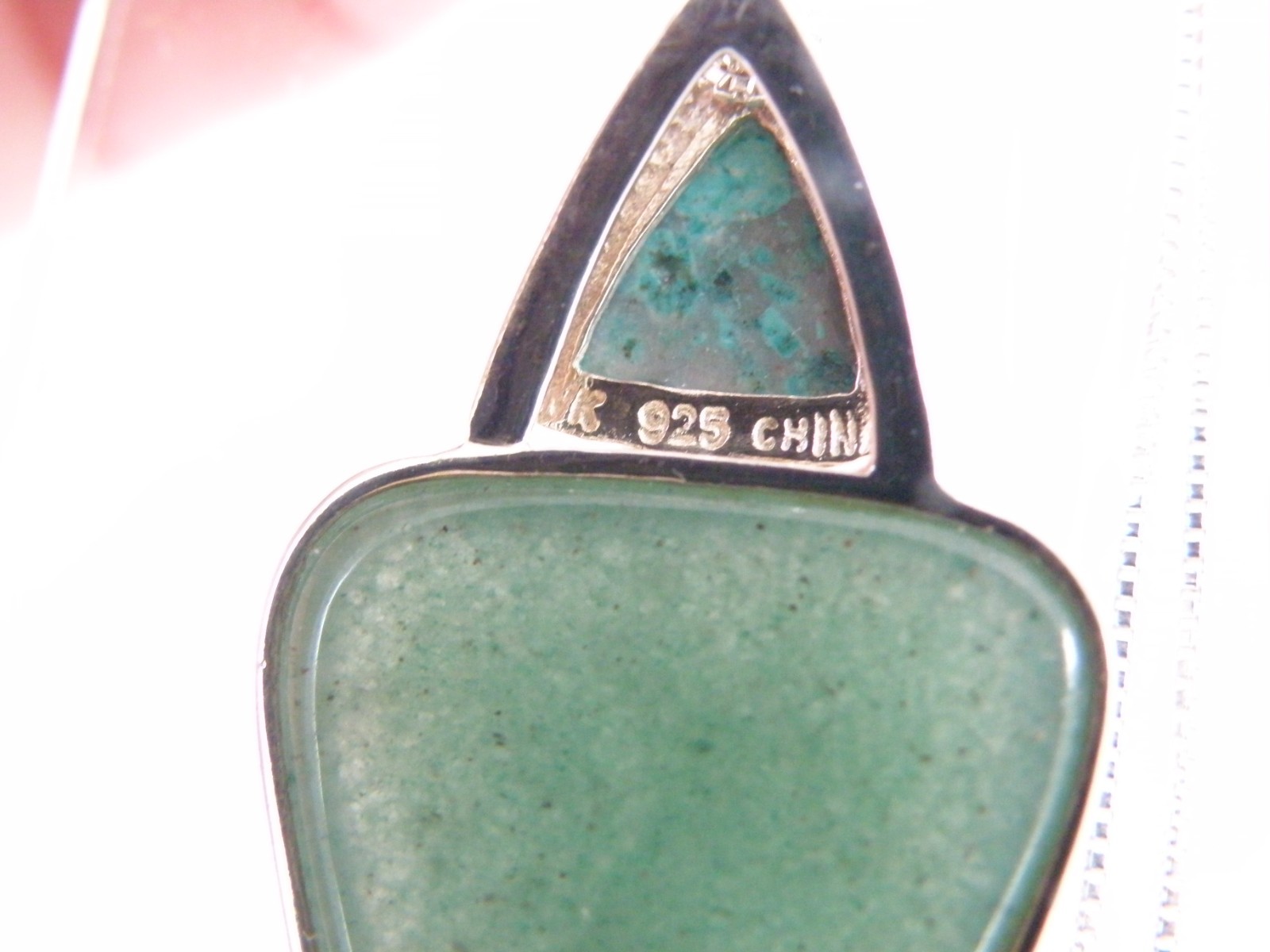 Vintage Sterling Silver 925 Aventurine Modern Slide Pendant Necklace