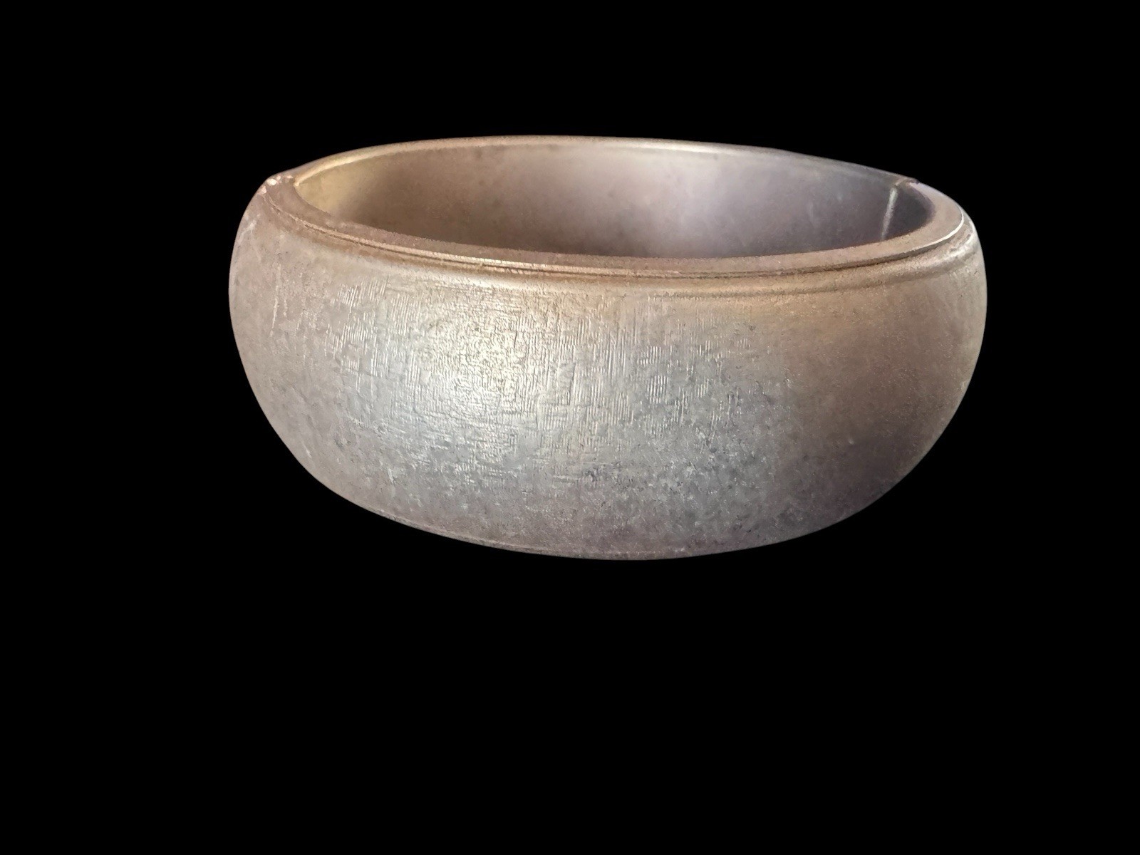 Vintage Gold Tone Wide Hinged Clamper Bracelet Brushed Satin Finish Mid Century