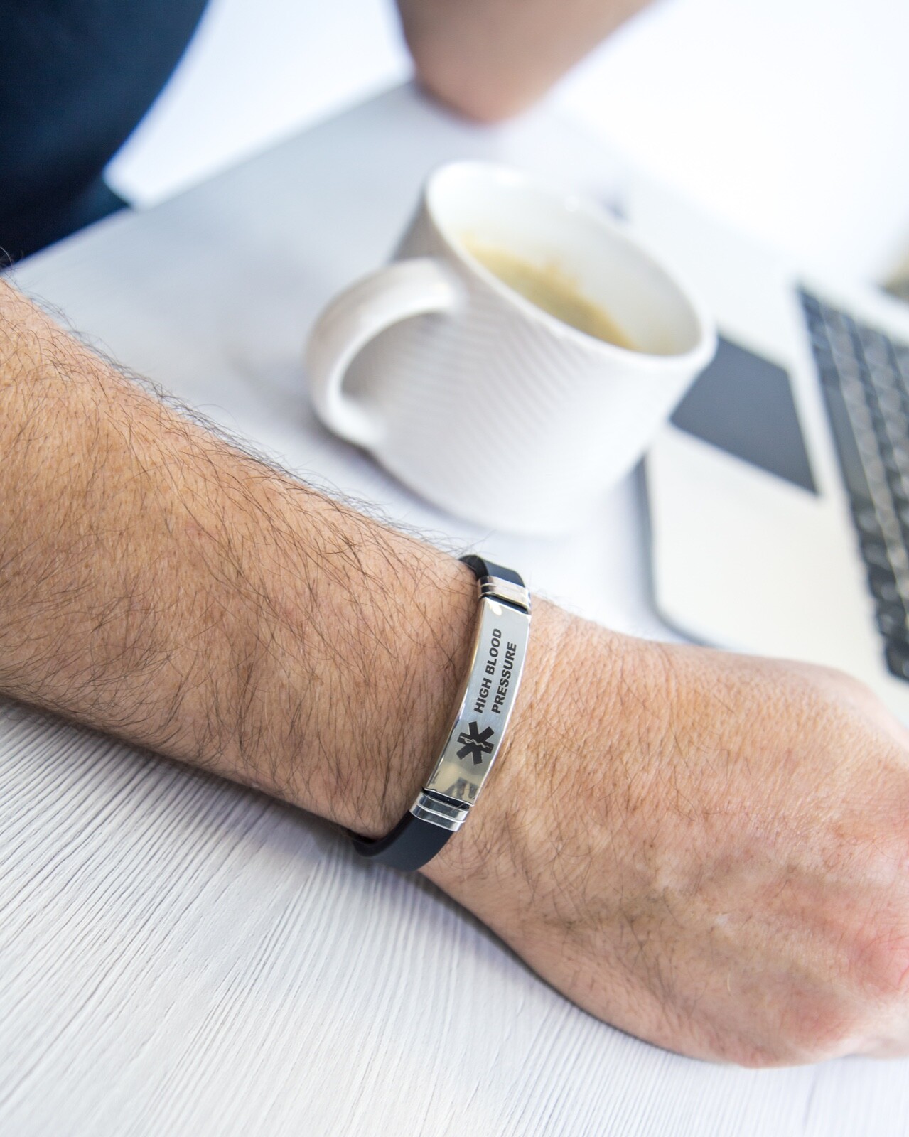 High Blood Pressure Medical Alert Bracelet Stainless Steel Adjustable Engraved