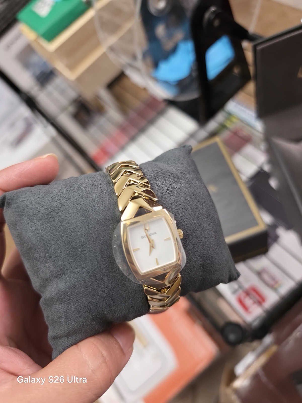 Bulova Women’s Classic Gold Tone Bracelet Rectangular Mother of Pearl Quartz