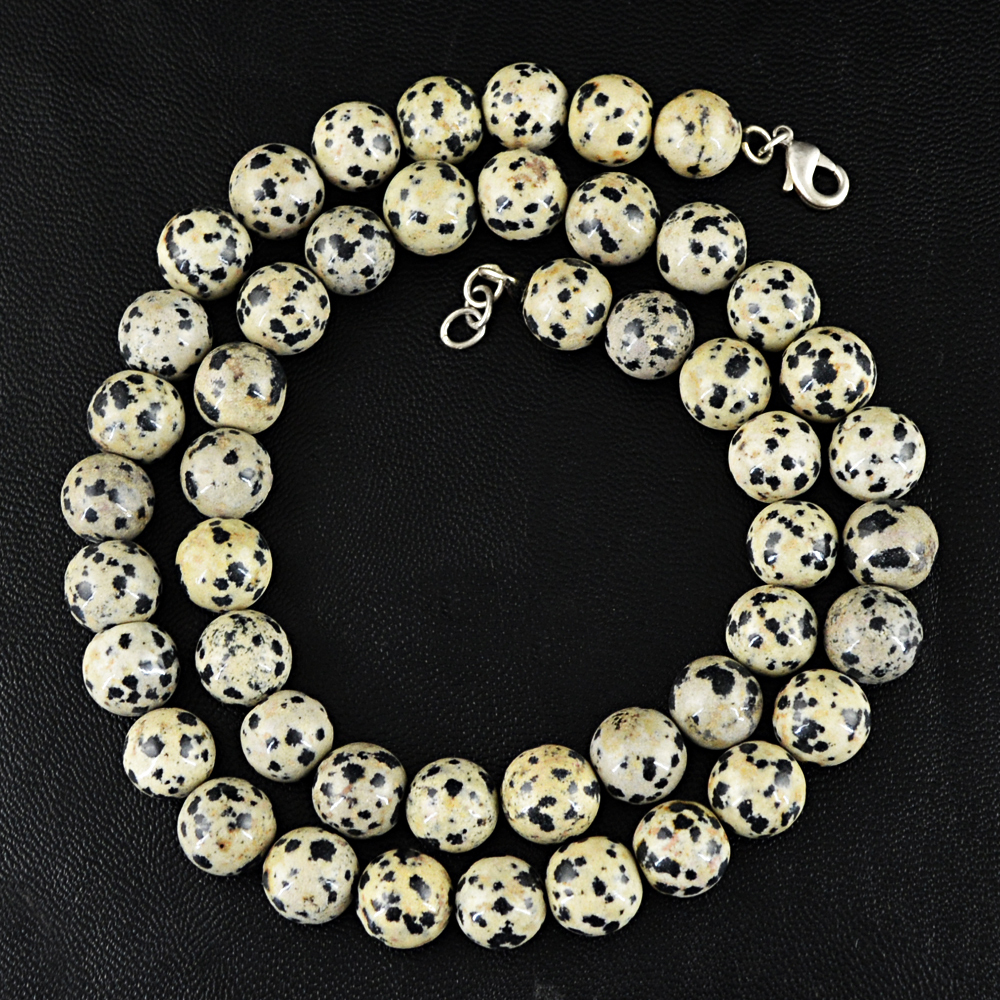 TOP 436.00 CTS NATURAL UNTREATED DALMATIAN JASPER ROUND SHAPE BEADS NECKLACE