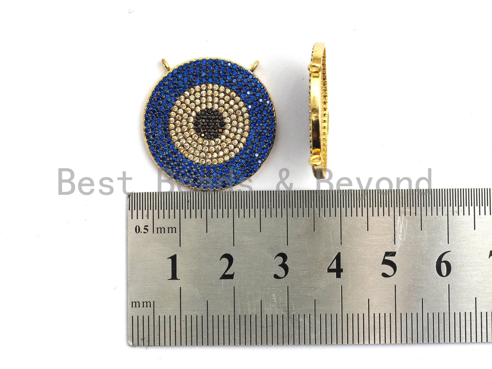 Colorful CZ Micro Pave Evil Eye Round Pendant,