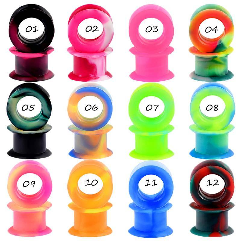 1 Pair 2g-1″ Silicone Ear Skin Thick Soft Ear Expander Tunnels Plugs Ear Gauges