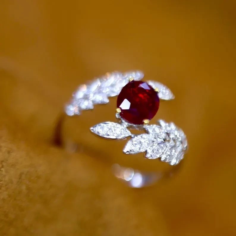 2Ct Oval Cut Simulated Ruby Engagement Ring 14K White Gold Plated