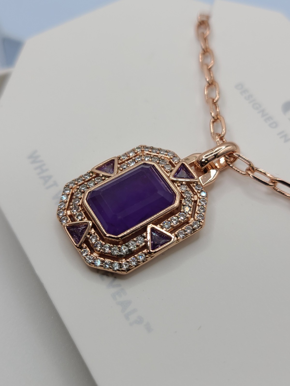 Bomb Party Necklace “Dreamt In Windchimes” Lavender Amethyst + Quartz Rose Gold