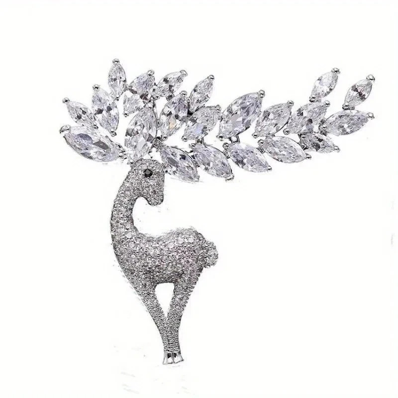 Luxury Gold Reindeer Brooch Pin–Crystal Rhinestone Christmas Jewelry Gift Women