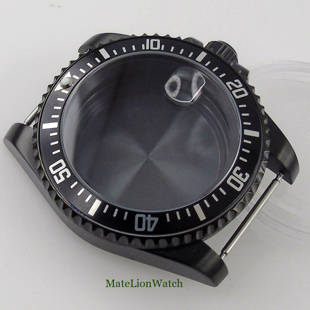 For NH35/NH36 Miyota8215 ETA2836 40mm Sapphire Watch Case Silver/Black Aluminum