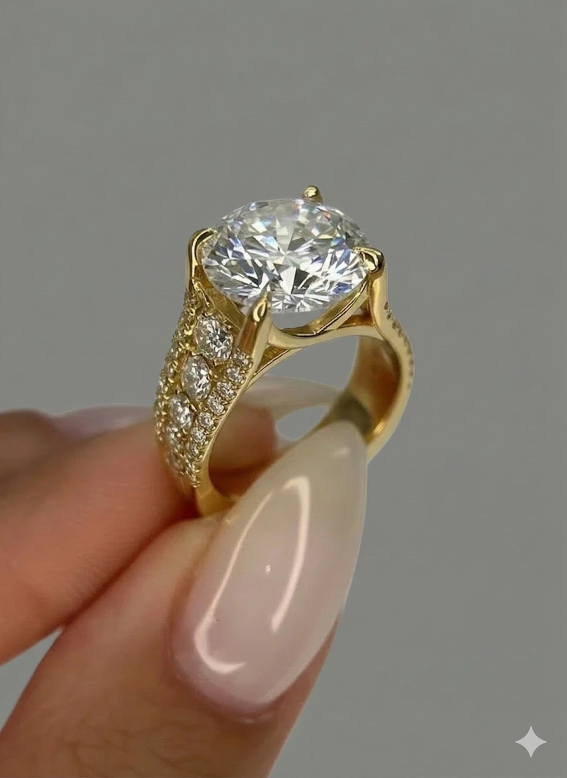 6.50 Ct Diamond Ring Round Cut 14k Yellow Gold Lab Grown IGI Certified VVS E F